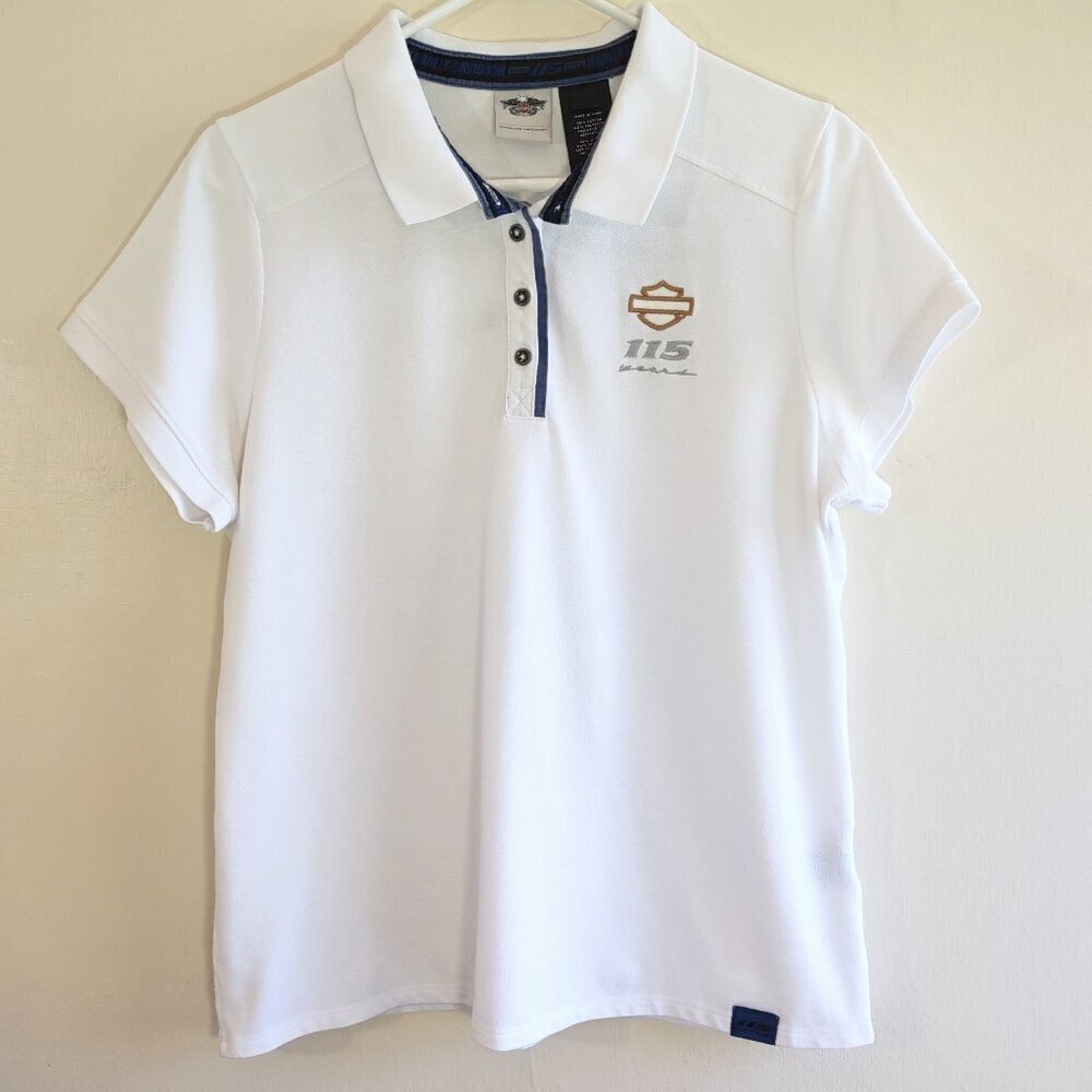 Harley-Davidson Women's Short Sleeve Polo Shirt 115 Year Anniversary Size Medium - Picture 3 of 8